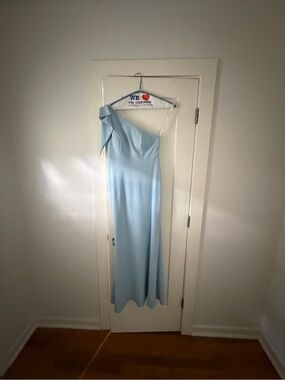 Azazie One-Shoulder Sky Blue Evening Gown